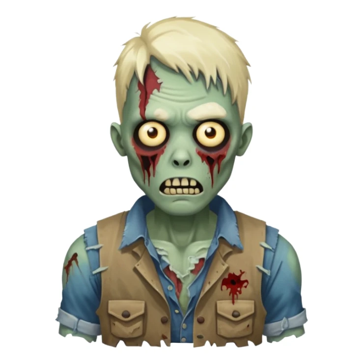 zombie in vest and shirt sticker