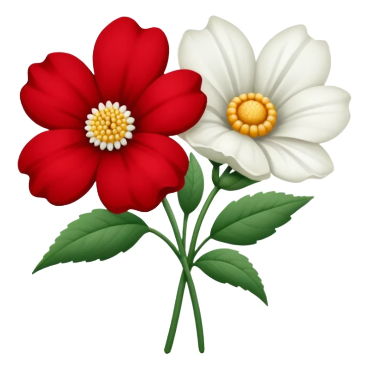 One red flower and one white flower in bouquet sticker
