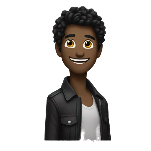 Jet black haird grin find or sticker