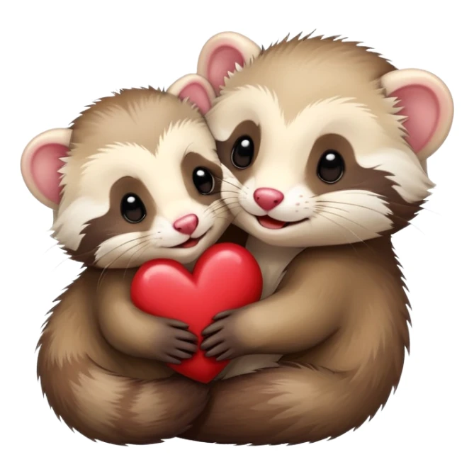 Ferret hugging a ferret is heart sticker