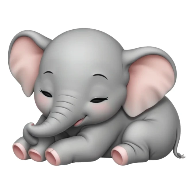 meme-worthy-cute-sleeping-baby-elephant-portrait-emoji,-head-resting-peacefully-with-a-contented-smile,-showcasing-a-delightfully-tiny-build-and-a-luxuriously-soft-gray-hide,-eyes-shut-in-a-serene,-restful-nap,-simplified sticker