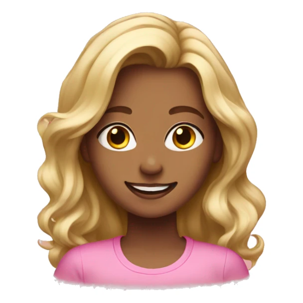 Girl with blonde balayage smiling with pink shirt sticker