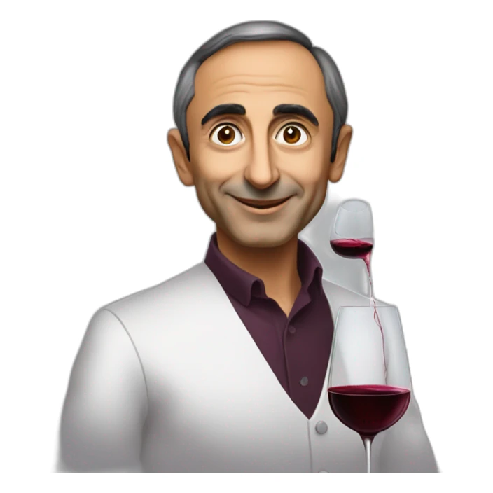 Eric zemmour with a class of wine sticker