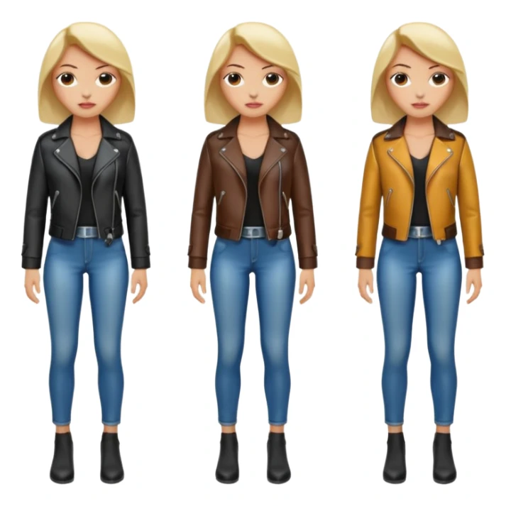 Women in leather jocket, full body, different color, close up sticker