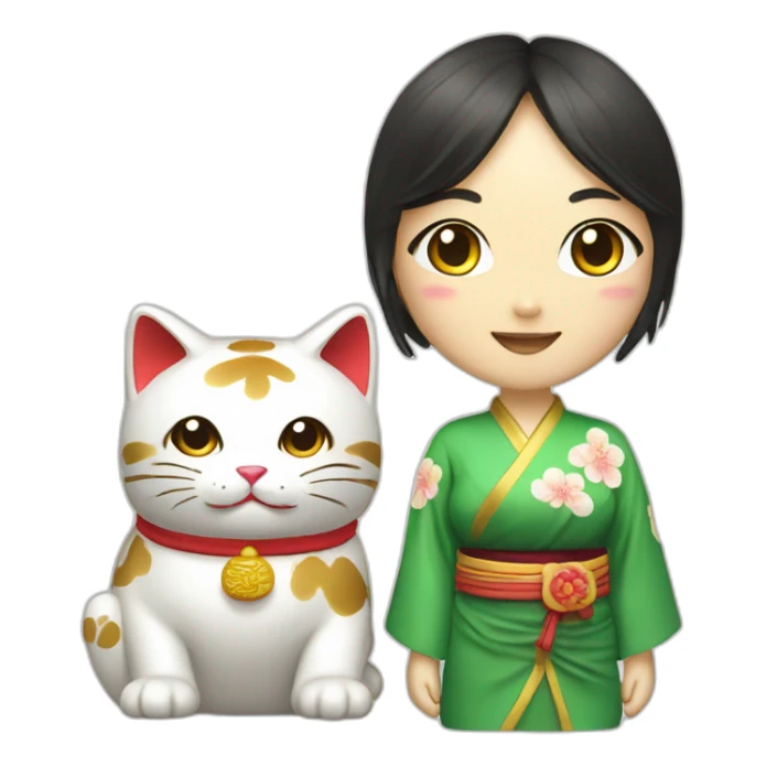 maneki neko and a woman sticker