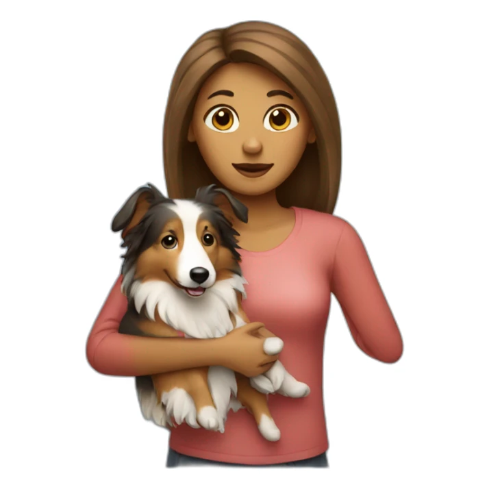 woman with a sheltie dog in hands sticker
