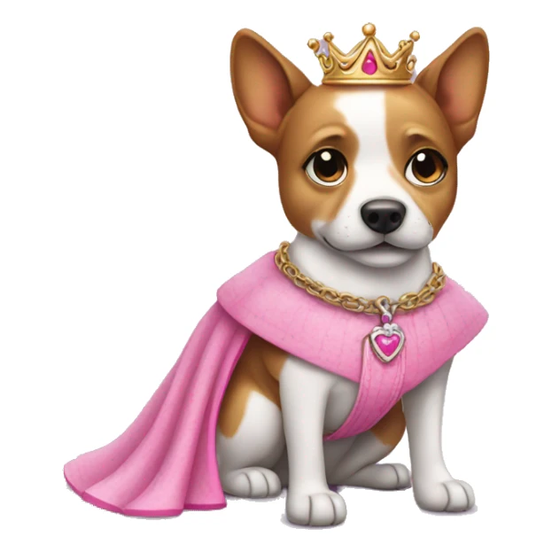 Dog with pink leash and a princess dress sticker