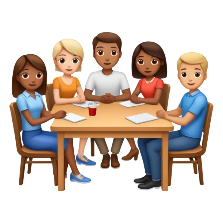 group of people sitting at a table sticker