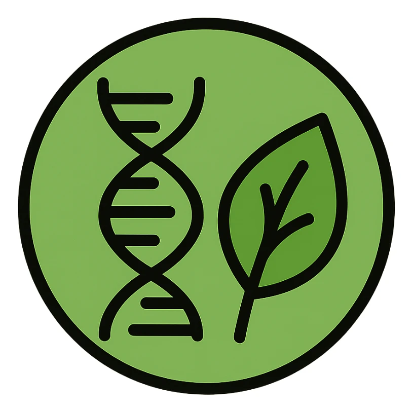 NON-GMO icon, clear and recognizable, suitable for labeling, green color palette, modern and clean design, no text, includes a leaf or plant element sticker
