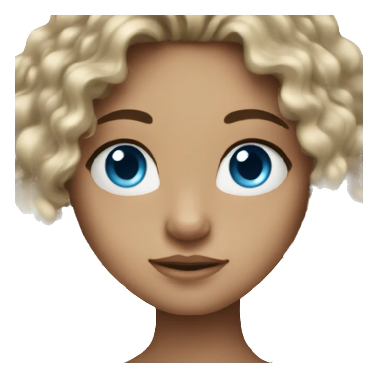 Blue eyes girl with long dark curly hair sticker