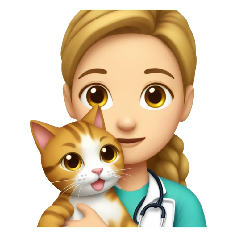 cat cuddles veterinarian girl sticker