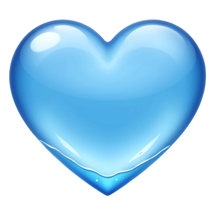 A blue heart made of clear, transparent water sticker