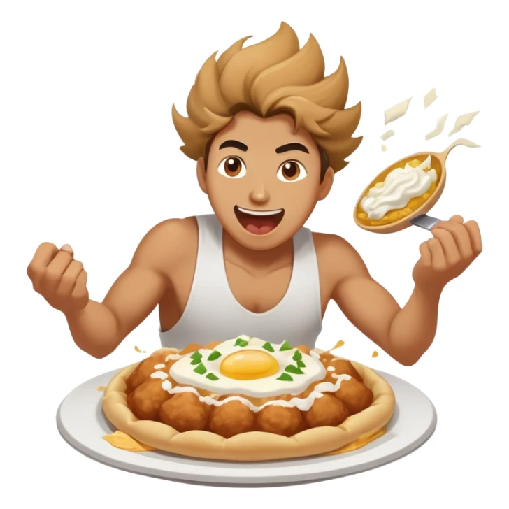 person smashing a Hungarian lángos with energetic expression sticker