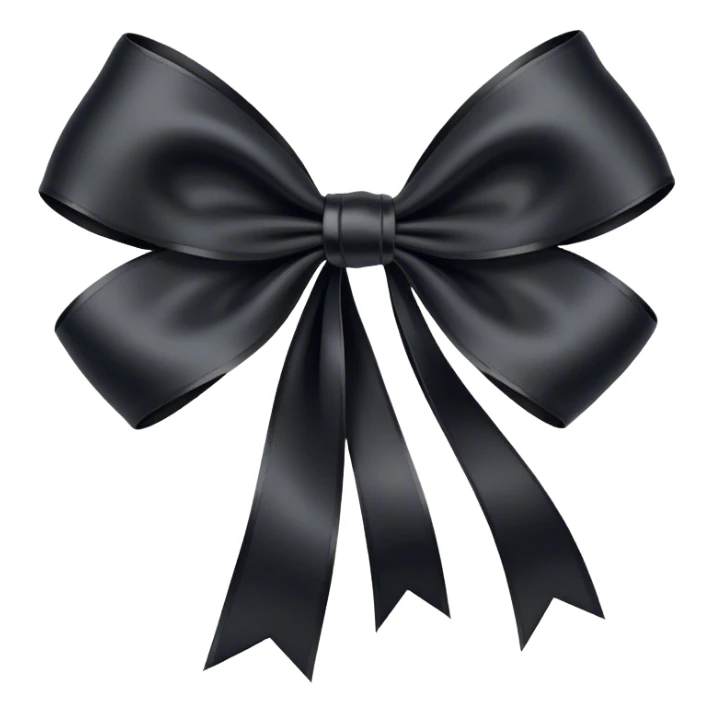 "A classic black satin bow with flowing ribbon tails, tied with precision, showcasing a perfect balance of luxury and sophistication."
 sticker