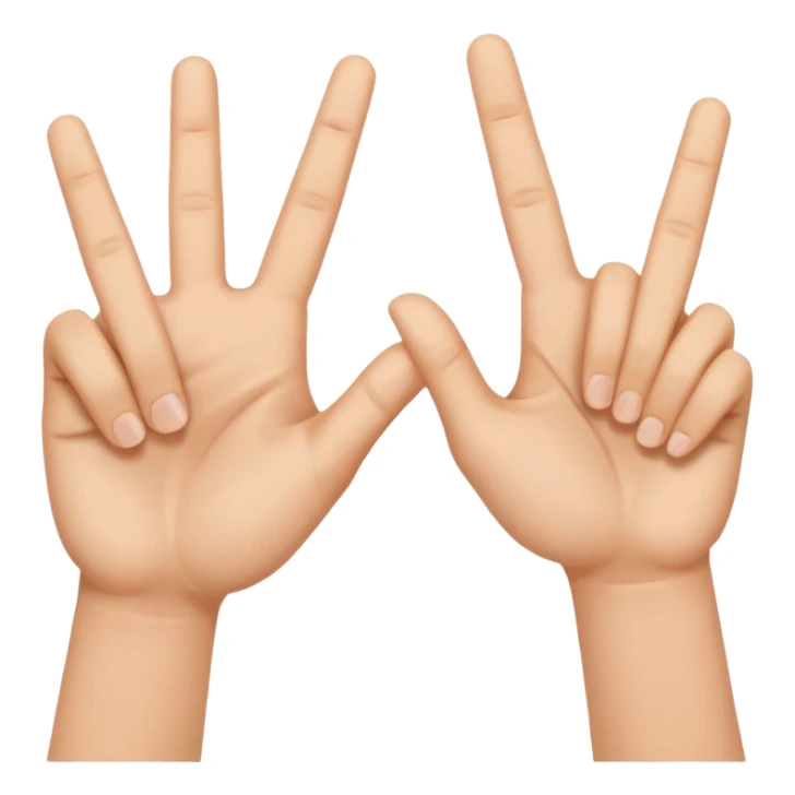 W V as hand signs. 5 fingers on each hand sticker