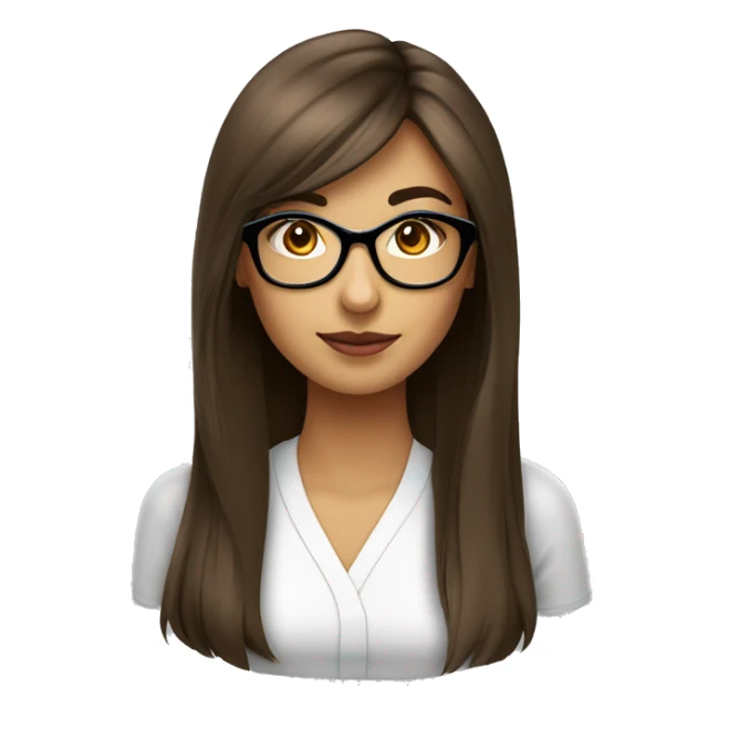 femme cheveux long lisse brune visage blanc lunettes sticker