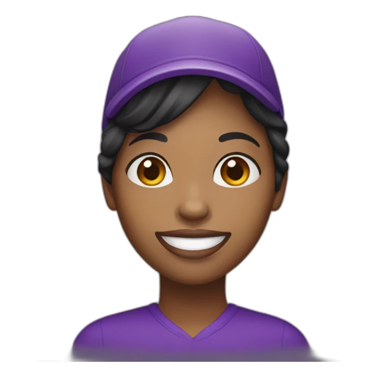 black woman face with smile and purple hat sticker