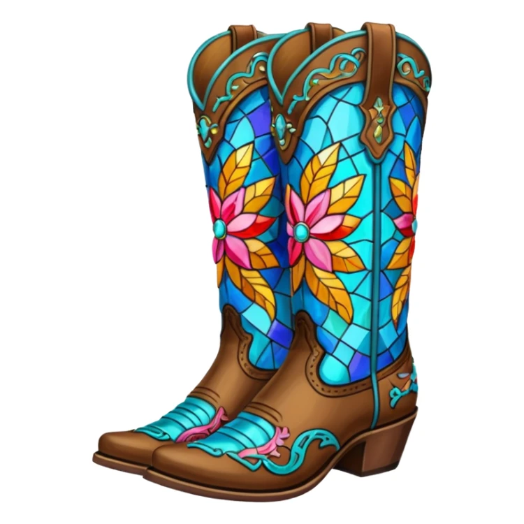 Stained glass cowgirl boots sticker