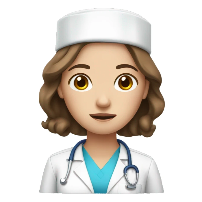 Tired nurse with brown hair and blue eyes sticker