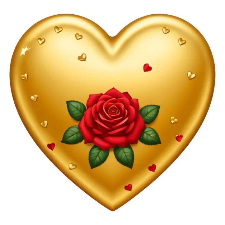 a golden heart sprinkled with red roses sticker