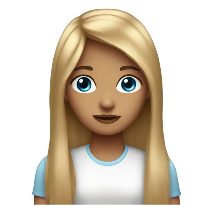 a girl whith long hair bangs brown and blue eyes sticker