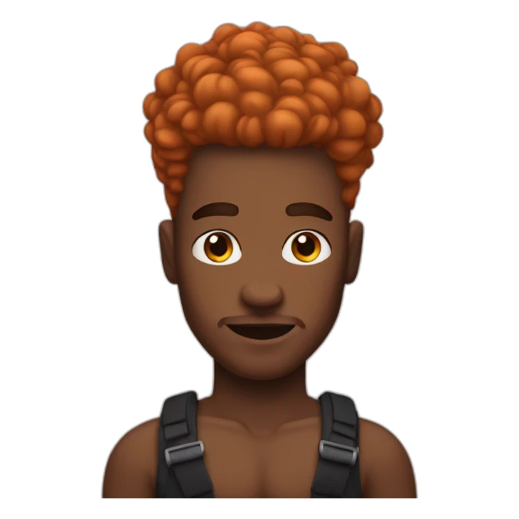 Man ginger black power hair, with eyebrow piercing sticker