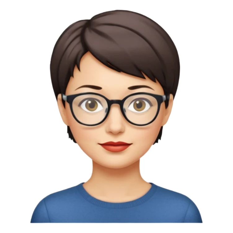 femme 40 ans lunettes cheveux très courts sticker