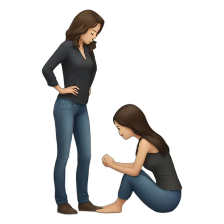 brunette Woman on both knees facing man sticker
