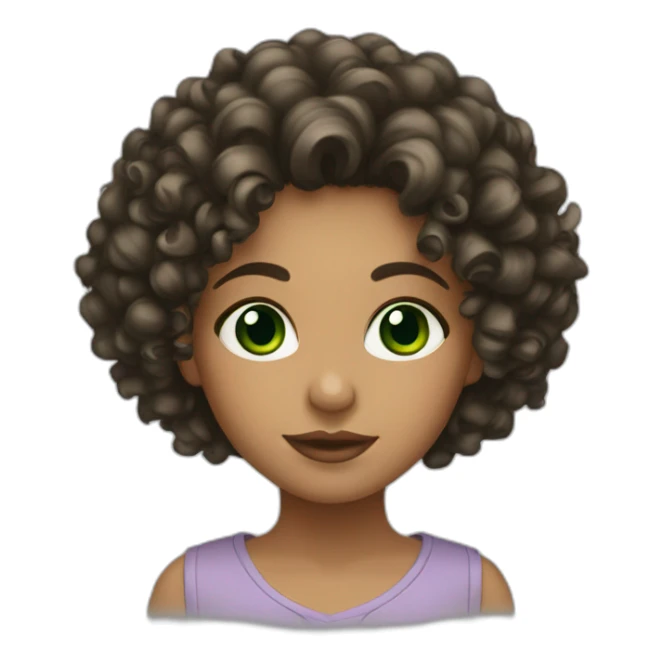 latina girl with green eyes and curly hair black sticker