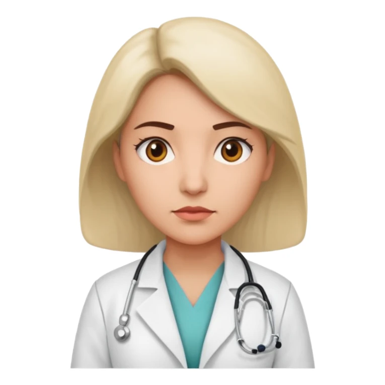 female medium skin physician, NO stethoscope around neck sticker