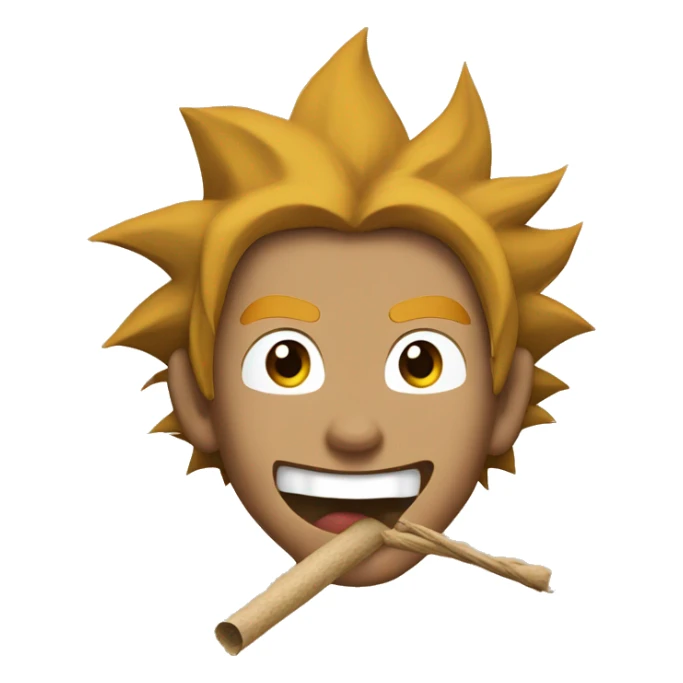 goku with a stick made of brown paper on his mouth open sticker