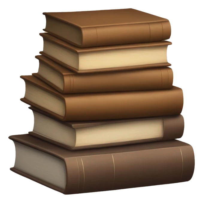 A stack of 5 books with different shades of brown sticker