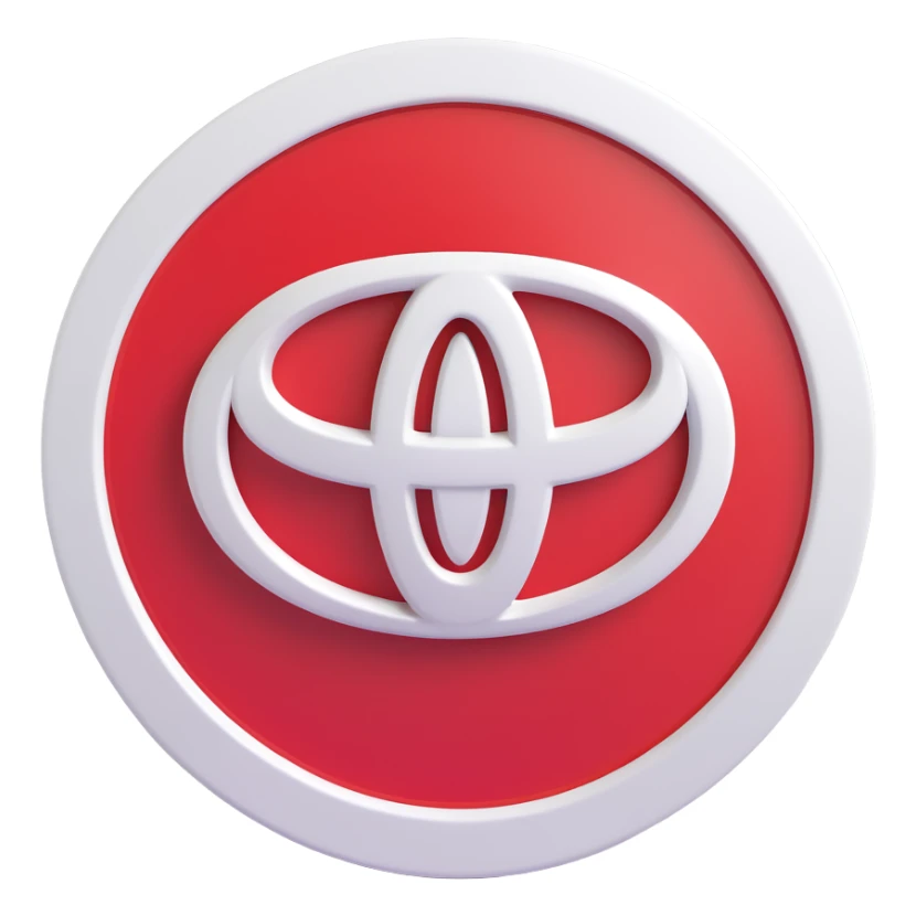 3D circular pattern with white "Toyota" text in the center, red and silver color scheme, modern style sticker