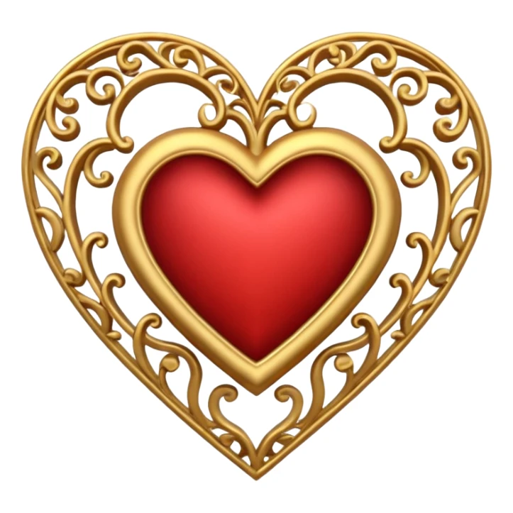 filigree valentine heart design, 3D, very detailed, hollow center sticker