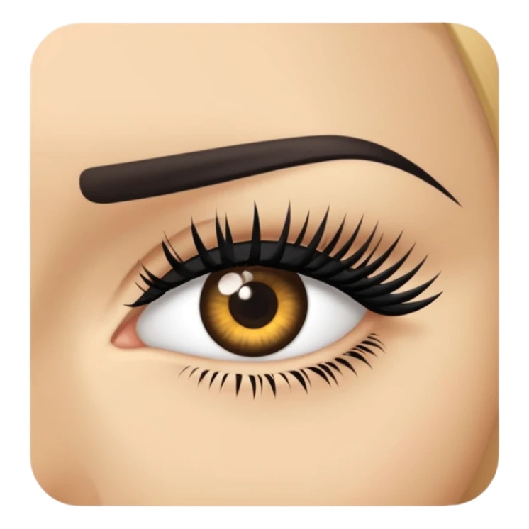 eyelash strip above an open eye sticker