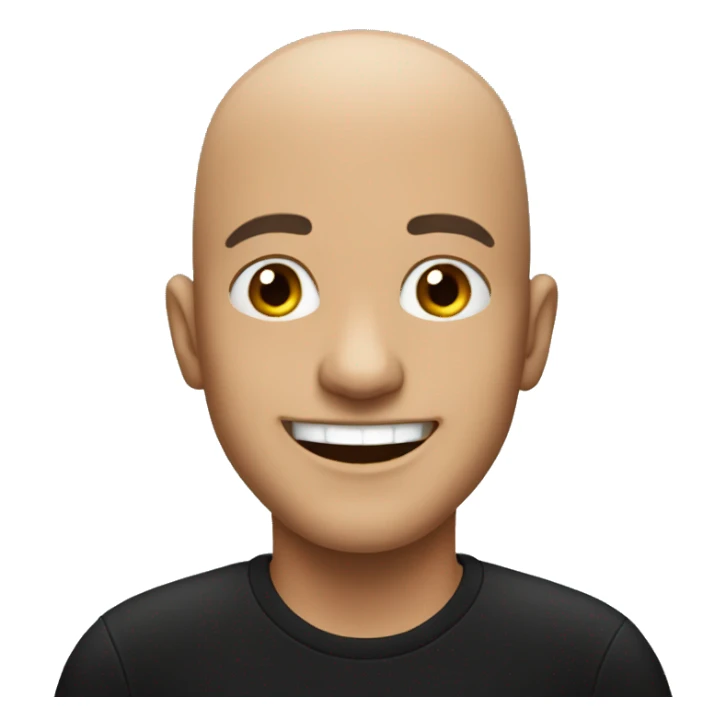 bald man in black shirt smiling  sticker