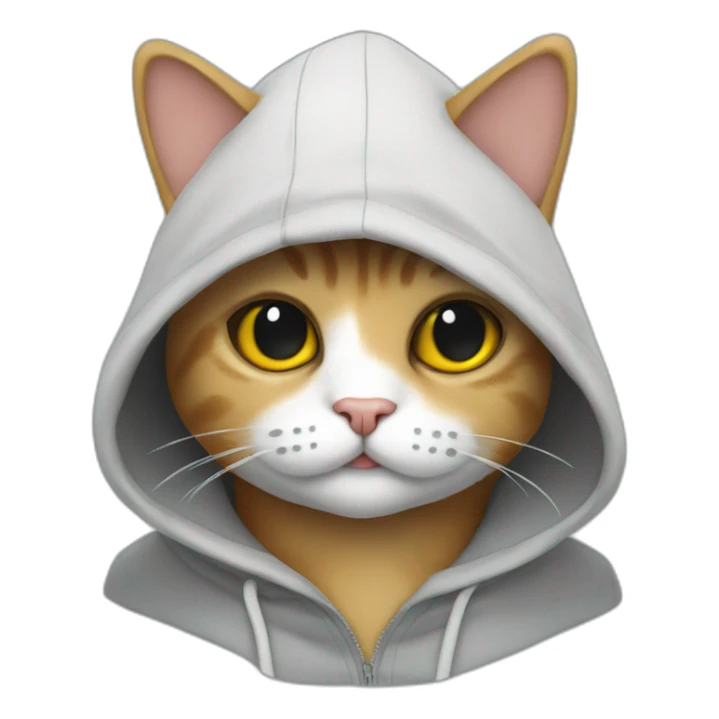 A cat wearing cooling class and wearing a hoodie sticker