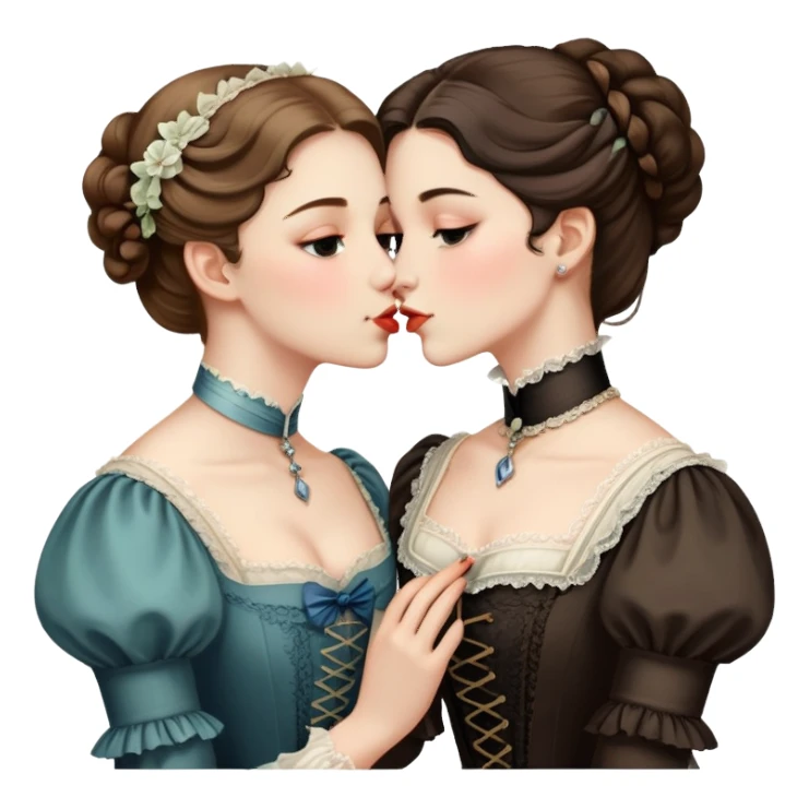lesbian kiss between victorian women sticker