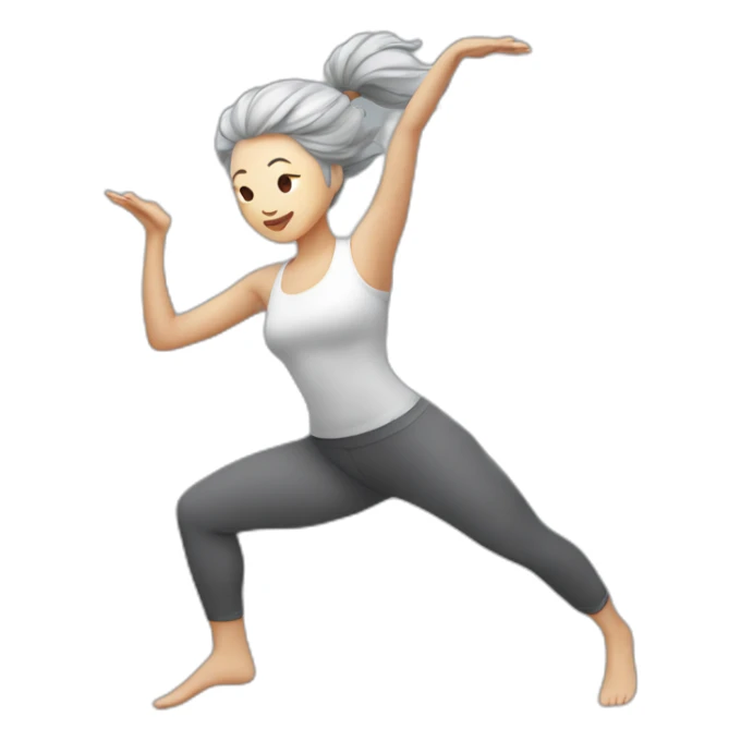 Chinese lady grey hair yoga jump sticker