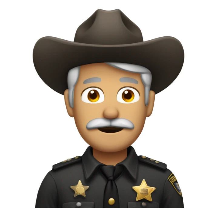 sheriff with mustache and nose piercing and gray hair sticker