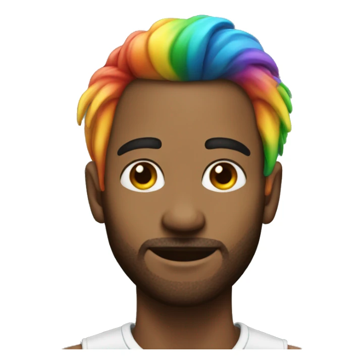 rainbow hair man with with an earring in his ear sticker