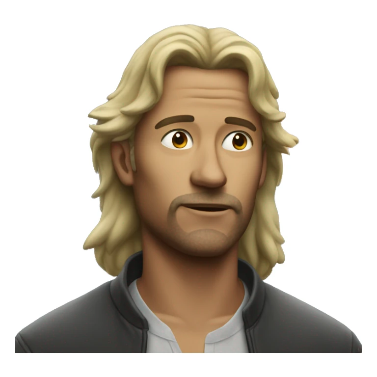 thoughtful man with mullet under the sky sticker