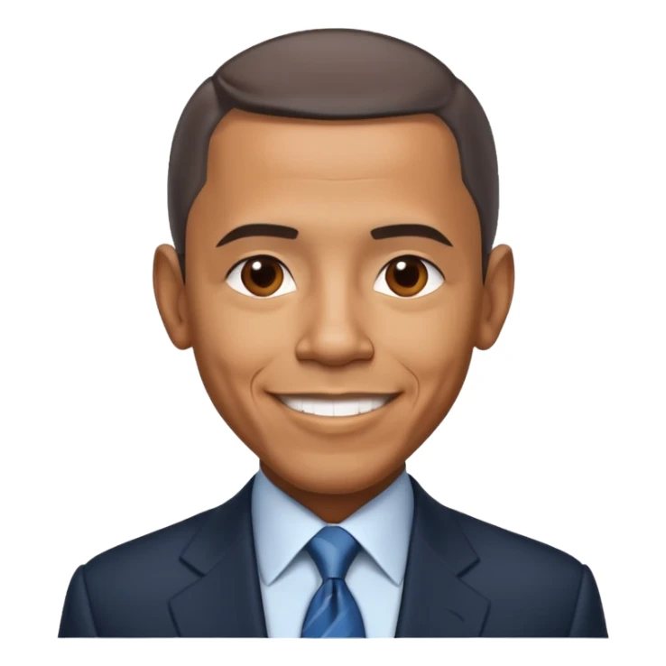 Create Barack Obama in a suit with warm smile & confident pose. sticker