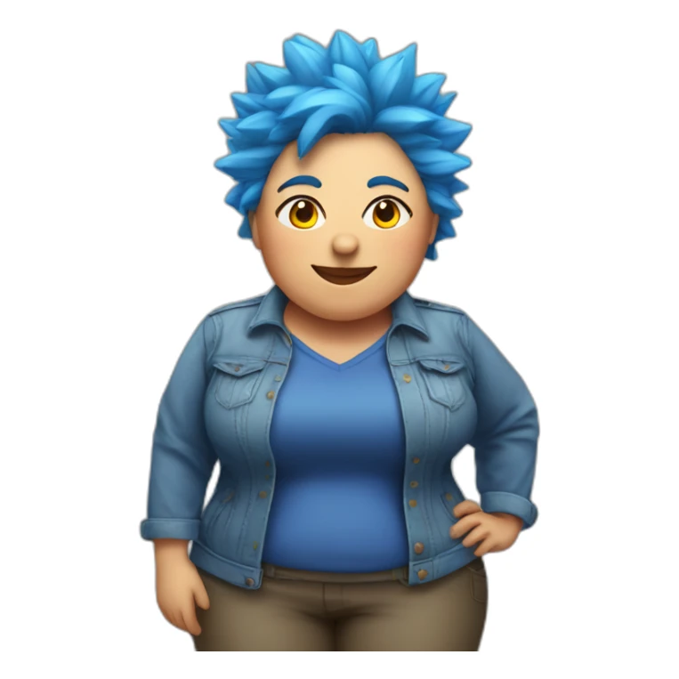 Middle-aged fat lesbian Chilean woman short spiky bright blue hair sticker