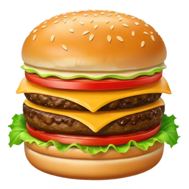 single cheeseburger with ketchup, onion, tomato, lettuce, and mayo sticker