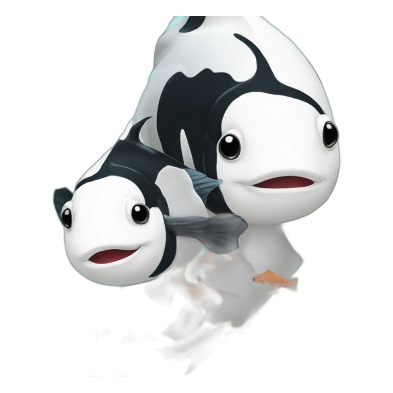 black koi fish and white koi fish swimming past each other sticker