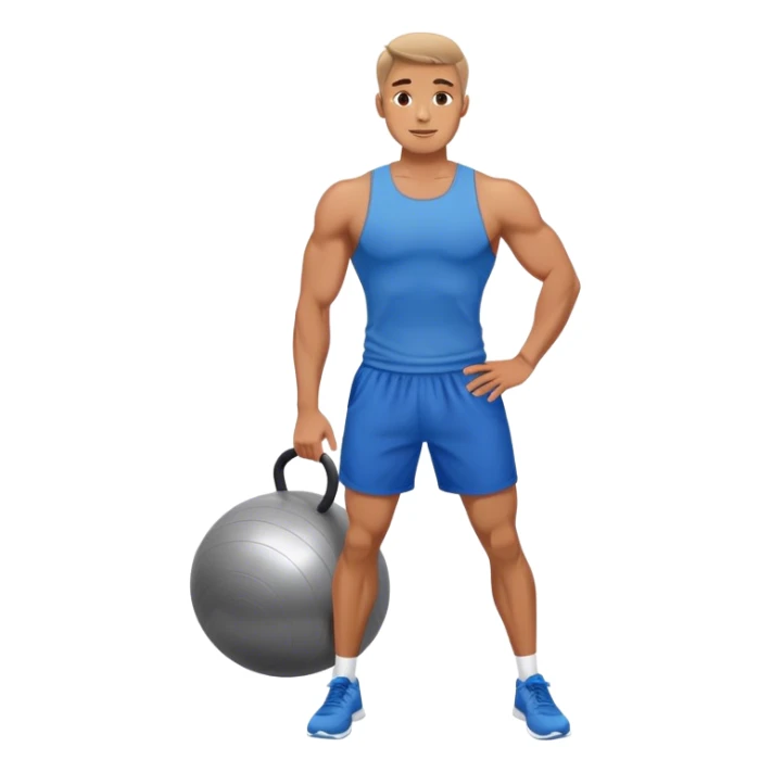 fit man with blue shorts stability ball exercises sticker