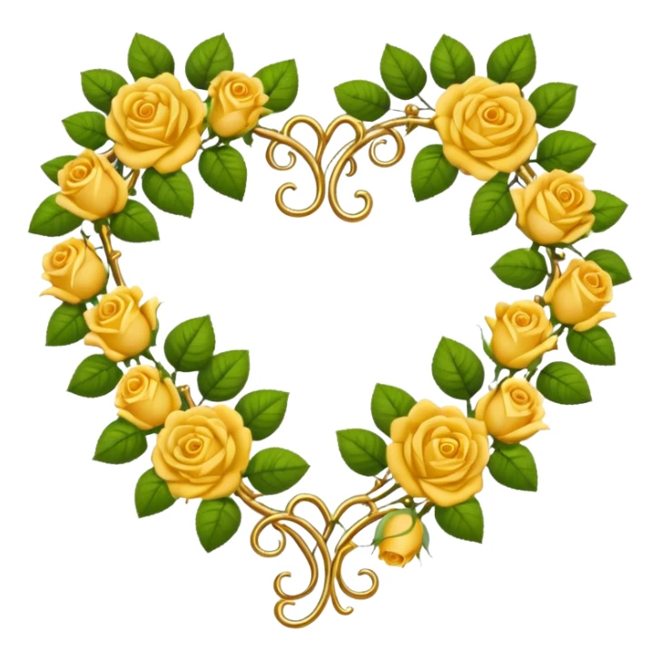 heart-shaped gold vine with roses border sticker