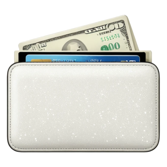 glitter white wallet with money and card sticker