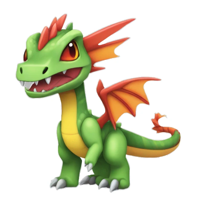 Colorful Edgy Chibi-Greymon-Flygon-Velociraptor-Pokémon sticker